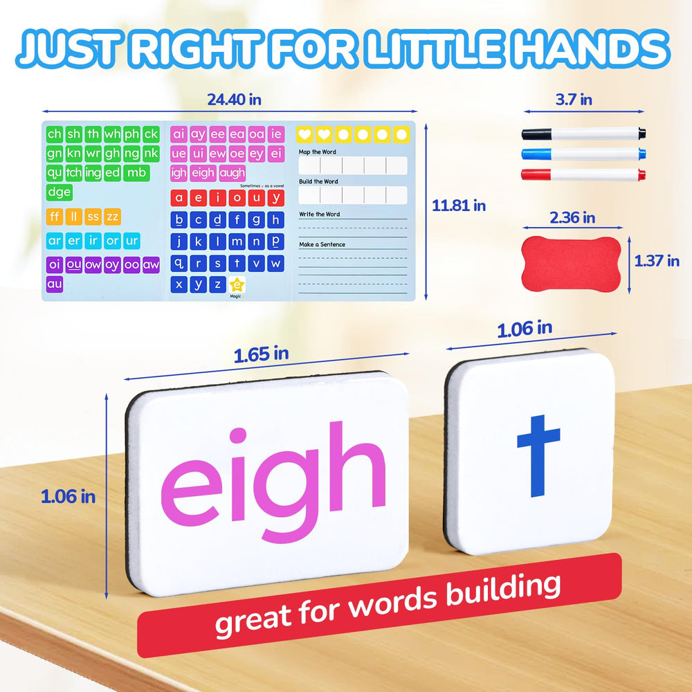 JoyCat 265 consonant-vowel tiles support clear phonics feedback.