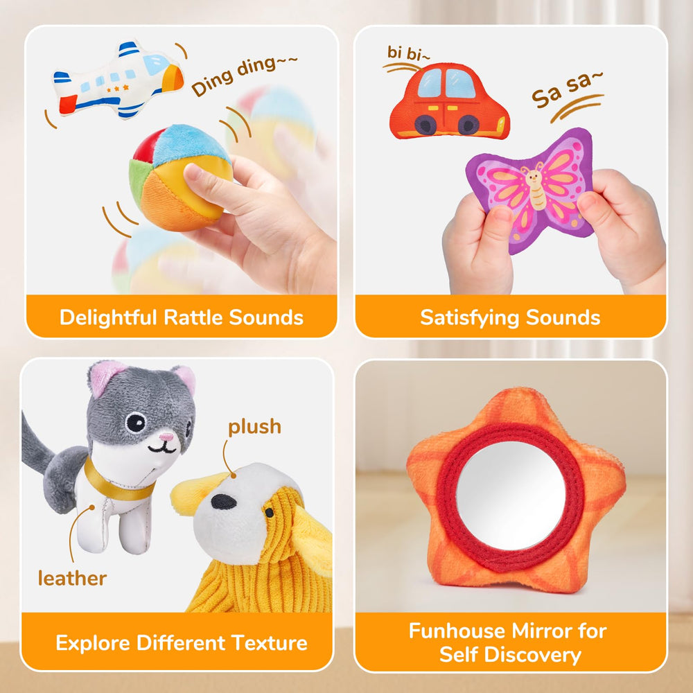 JoyCat airplane rattle encouraging grasping and auditory discovery