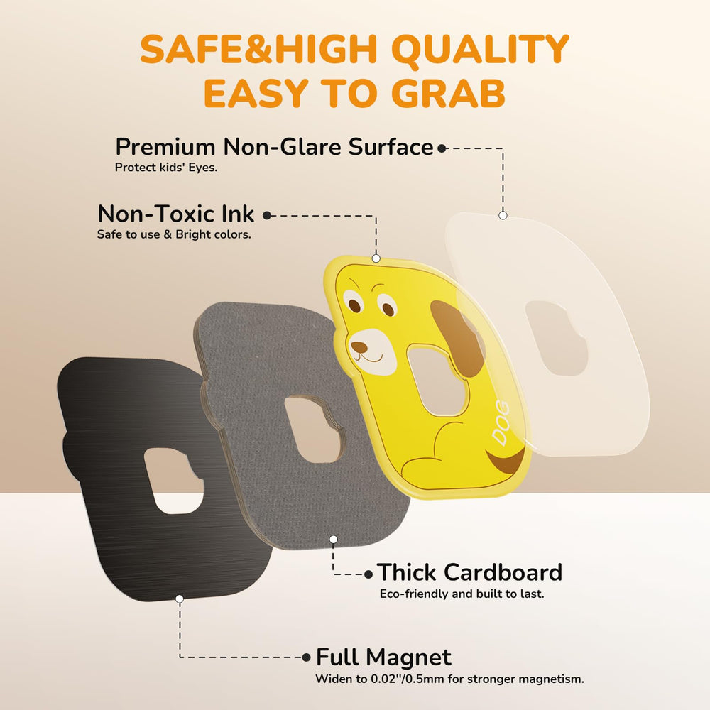 JoyCat alphabet letters C with cat; tactile magnets boost toddler engagement during play