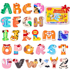 JoyCat alphabet magnets with animal designs for fridge play and letter recognition