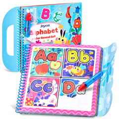 JoyCat alphabet water coloring book cover for toddlers, promoting screen-free exploration.