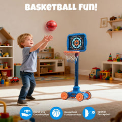 JoyCat basketball hoop and target setup with included components
