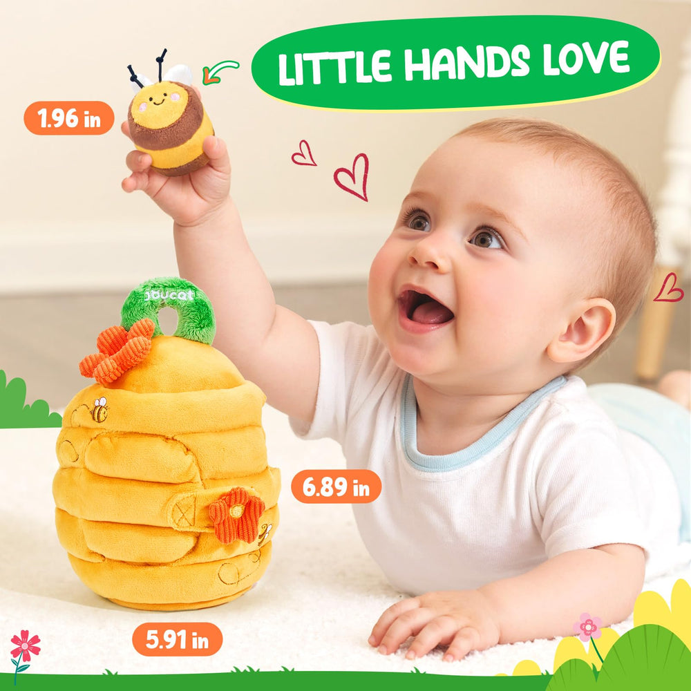 Bee sensory toys with rattle and squeaker to stimulate hearing