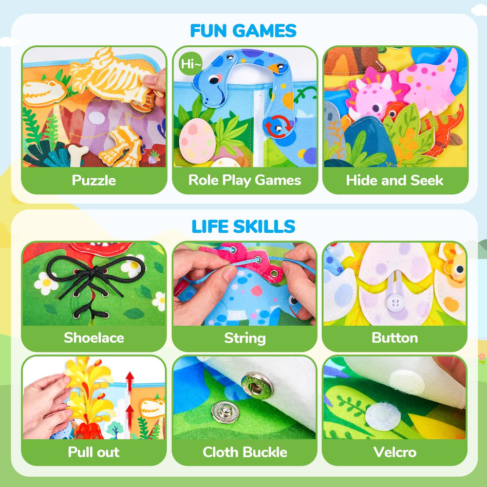 JoyCat dinosaur busy book durable felt construction for long-lasting use