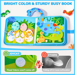 JoyCat dinosaur busy book travel size, ideal for car trips and planes