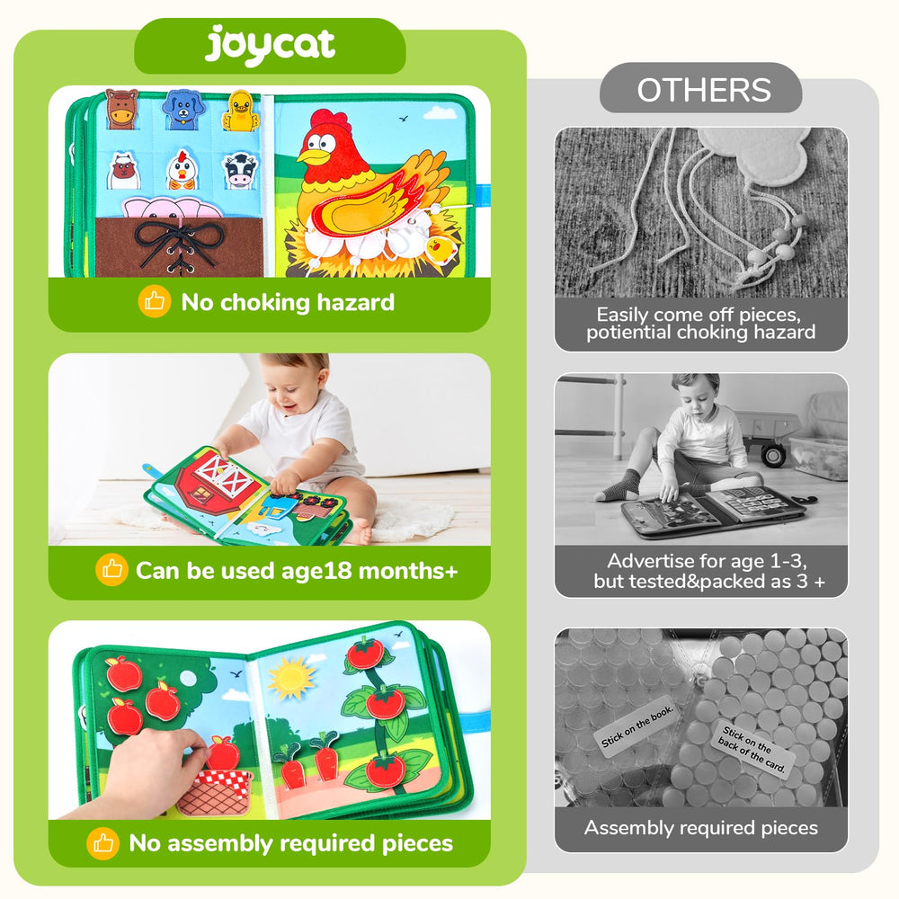 JoyCat Farm Busy Book activities-lacing demonstrates fine motor skill development in a calm, screen-free setting
