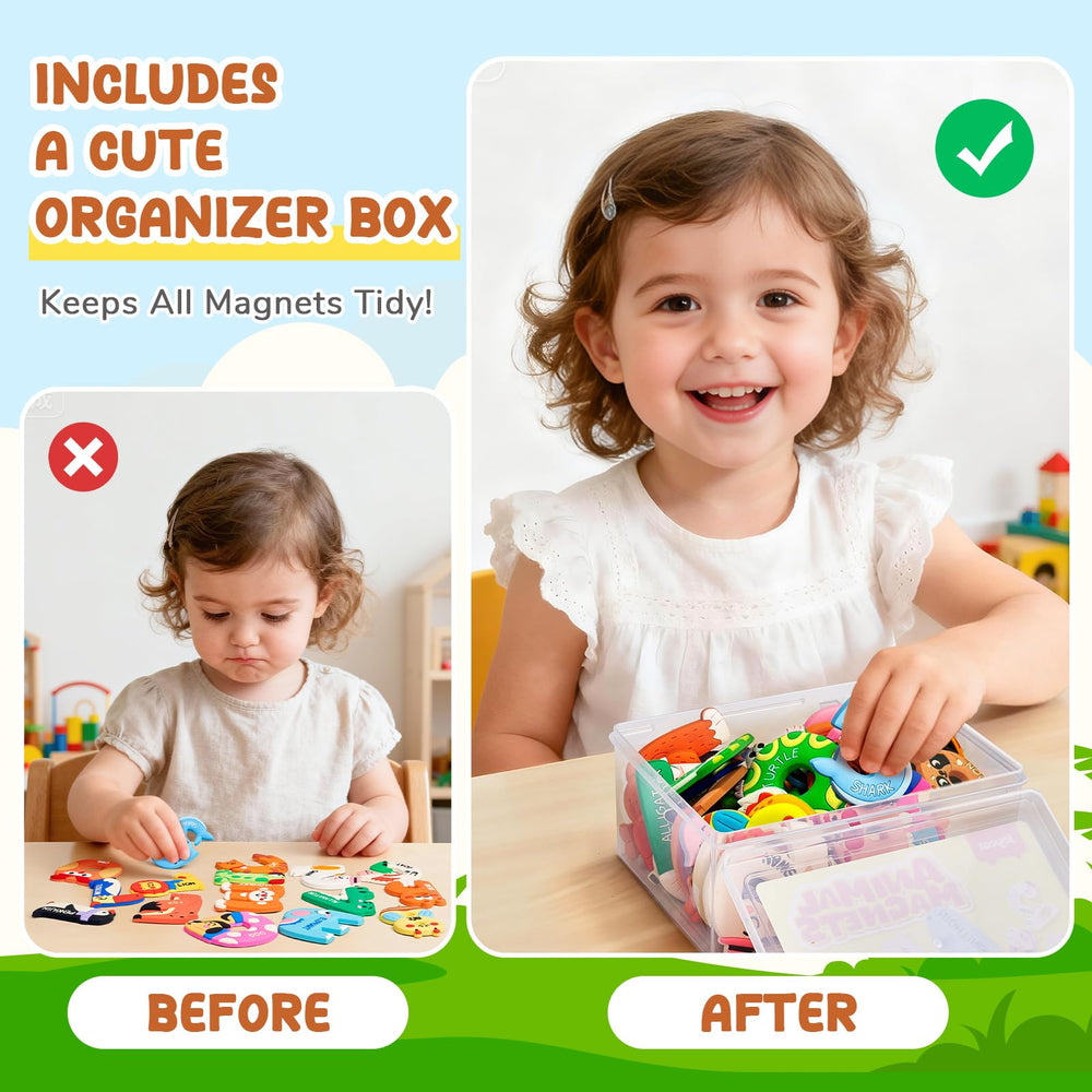 JoyCat magnets are easy for little fingers to pick up and arrange.