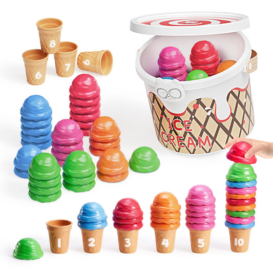 JoyCat ice cream scoops in bright colors to support color sorting and counting skills