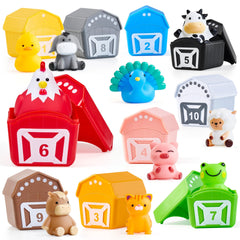 JoyCat Farm Animals Box barns — colorful counting activity for toddlers.