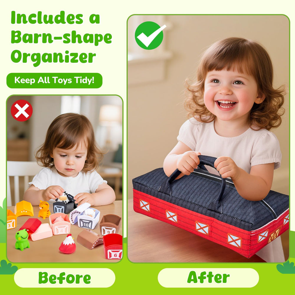 JoyCat Farm Animals Box hen puppet — fine motor play with easy grip.