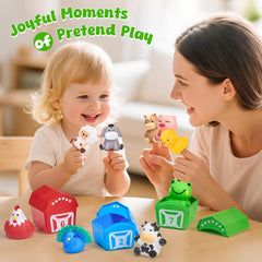 JoyCat Farm Animals Box pig puppet — soft, sensory-friendly exploration for toddlers.