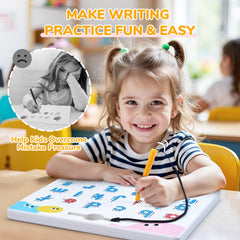 JoyCat board erases letters with a finger for quick reuse and practice