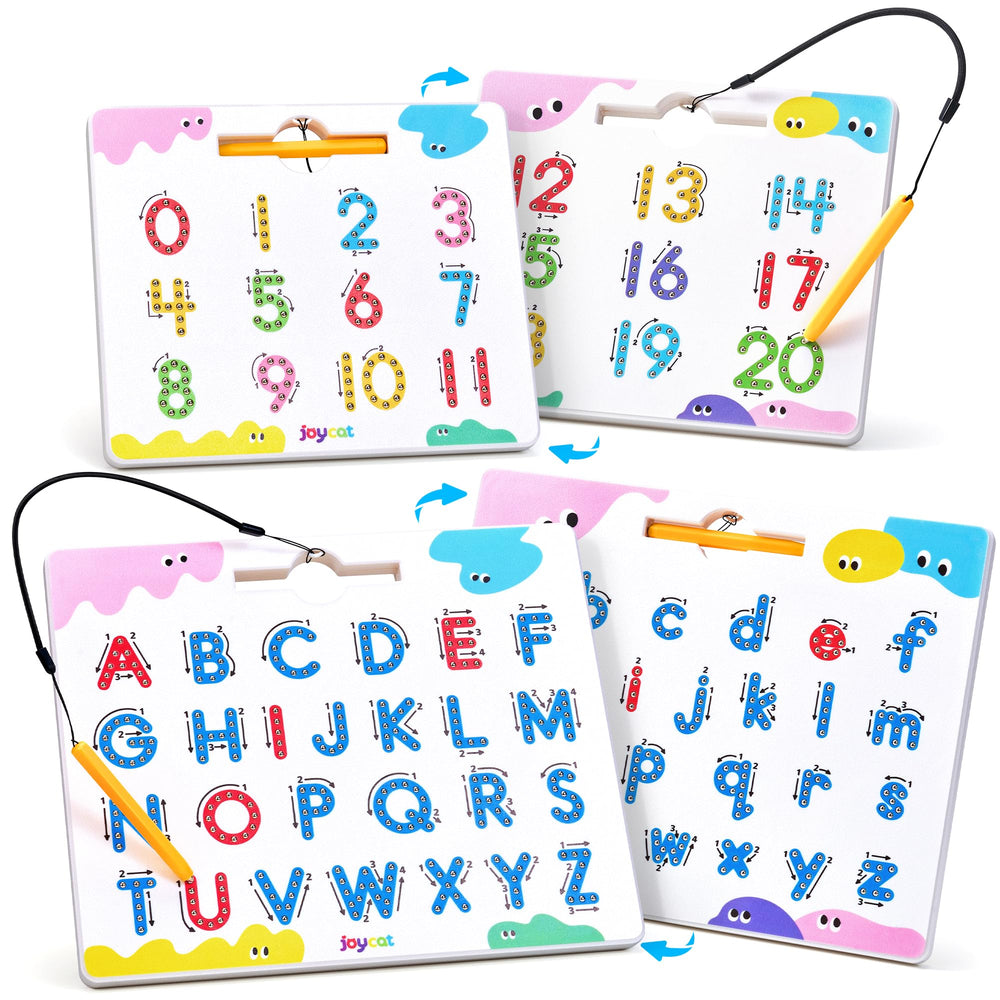 JoyCat magnetic letter tracing board letters side aids early literacy and fine motor practice.