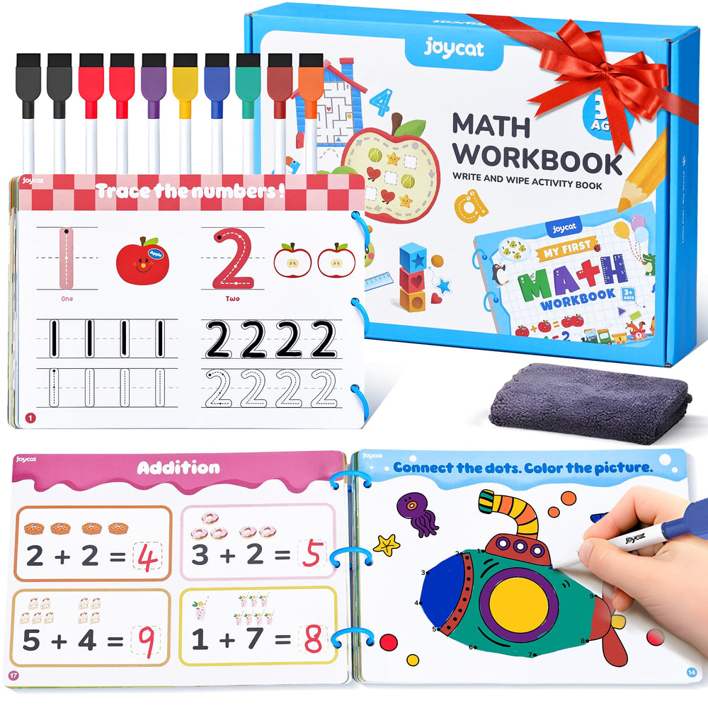JoyCat Math Game Book cover showing colorful title page inviting kids to learn