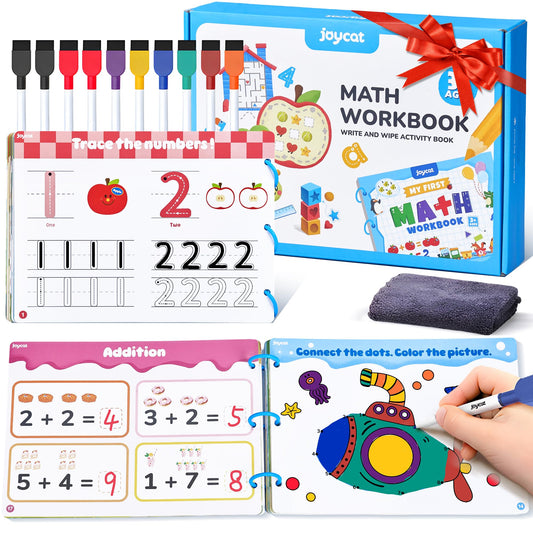 JoyCat Math Game Book cover showing colorful title page inviting kids to learn