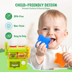 JoyCat Monster Eating The Shapes rattle sounds accompany blocks during play.