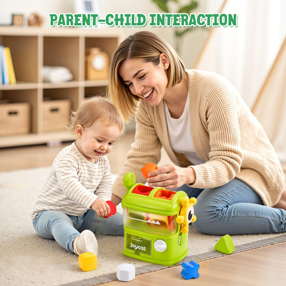 JoyCat Monster Eating The Shapes rounded edges ensure safe baby play.