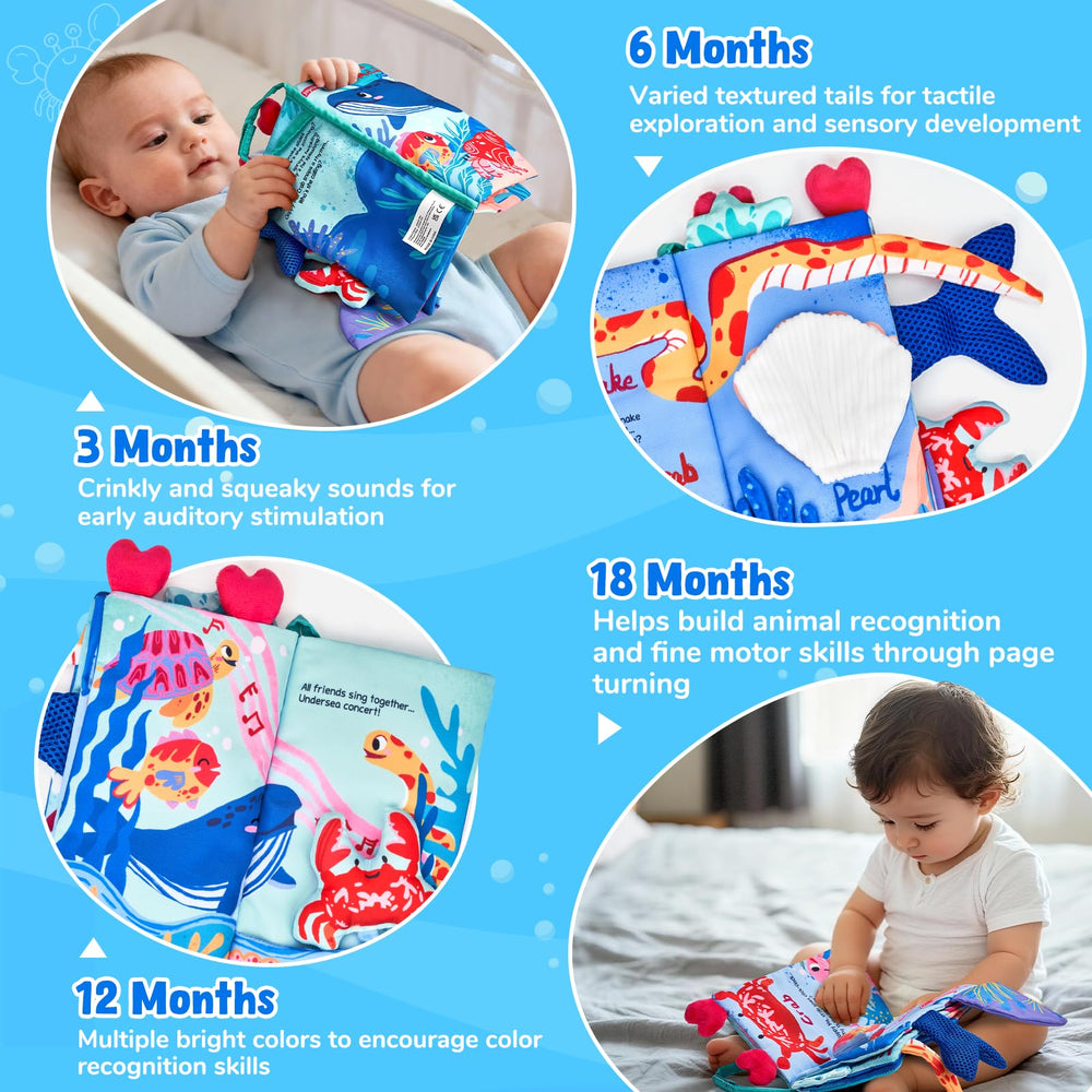 JoyCat Ocean Baby Cloth Book secure stroller strap keeps it close on strolls