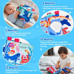 JoyCat Ocean Baby Cloth Book secure stroller strap keeps it close on strolls