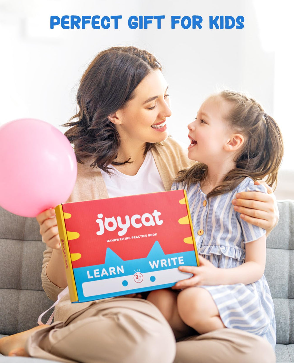 JoyCat dry-erase cloth for quick wipe-clean pages.