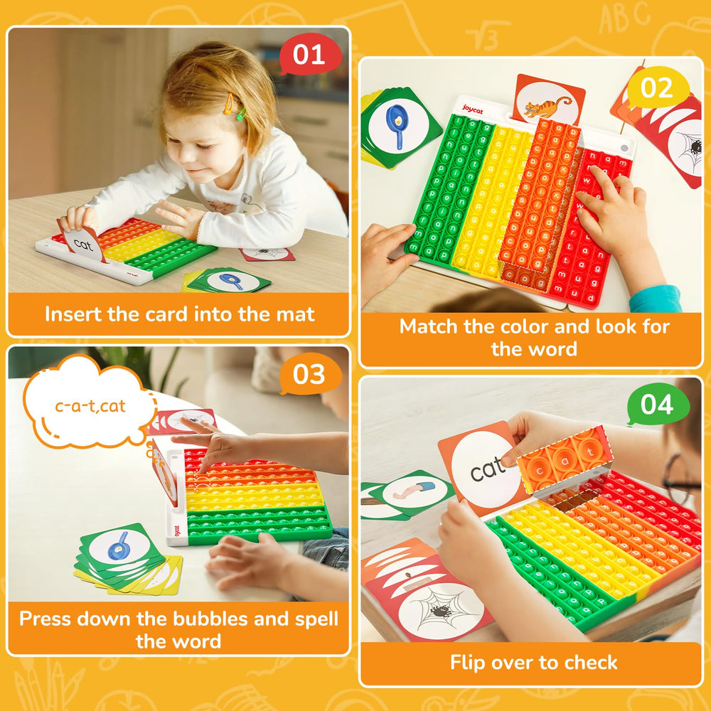 JoyCat pressable mat used for hands-on phonics activities