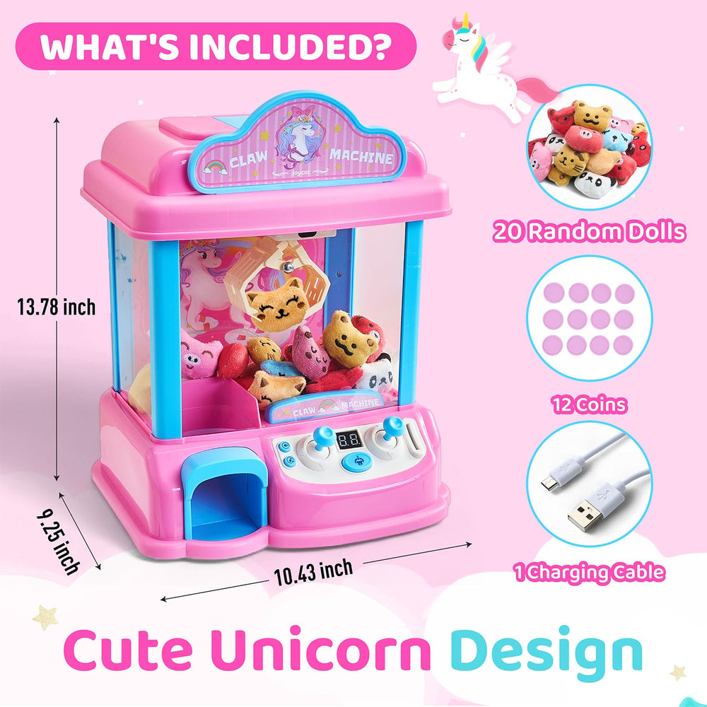 JoyCat unicorn plush prizes closeup showing cute rewards for kids