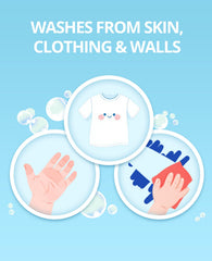 JoyCat washable ink rinses clean from skin and fabrics