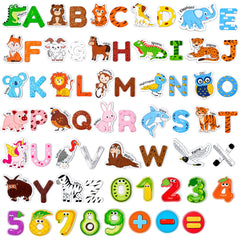 JoyCat wooden magnets with animals engage toddlers on the fridge.