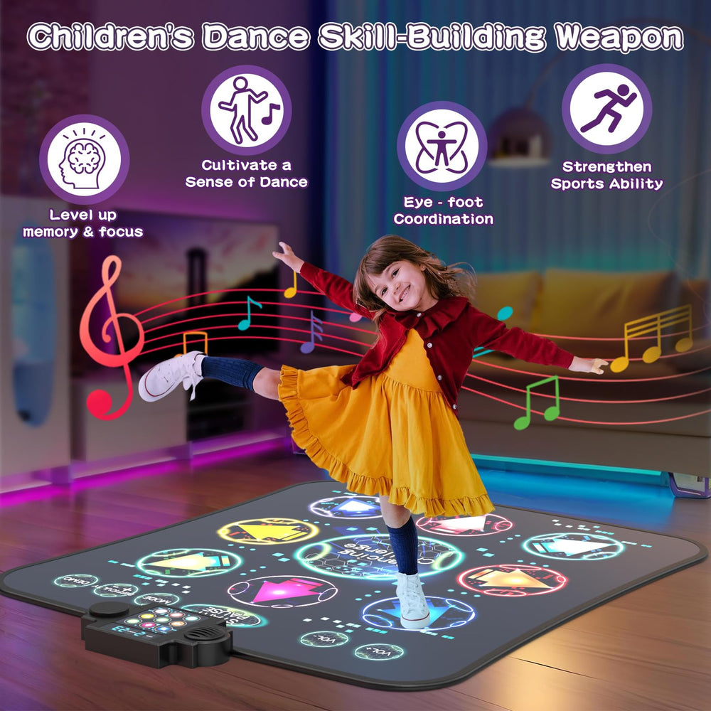 Non-slip surface on JOYCUDDLE mat keeps kids steady during dancing