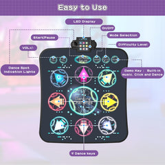 JOYCUDDLE dance mat, visible three-mode interface, enabling varied play and creativity