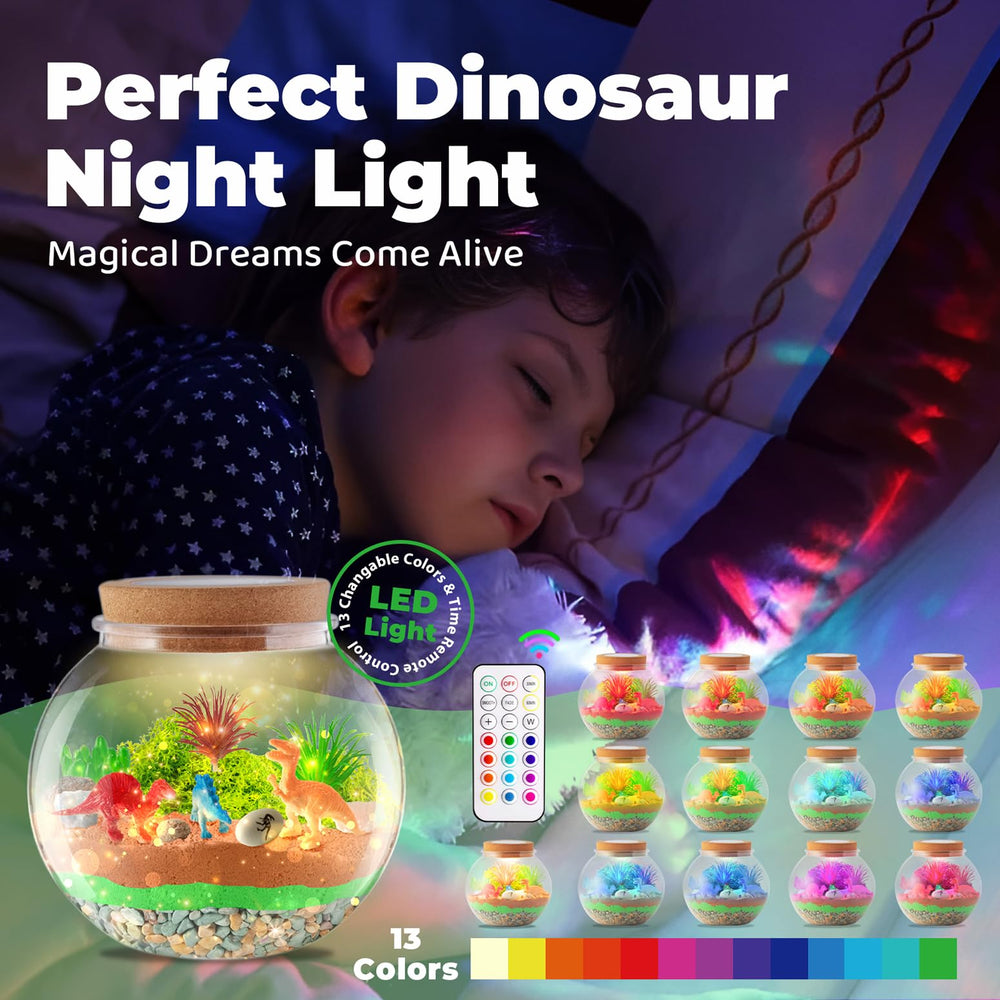 JOYEEMAX Night-scene terrarium glows with softly colored light for calming evenings