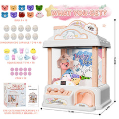 Joyfox Snow Hut Mini Claw Machine arcade controls demonstrate arcade-style play at home.