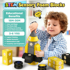 Large blocks with easy-grip surfaces support little hands during play.