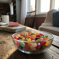 Prescription-style GetWellinol packaging with colorful jelly beans and flavors.