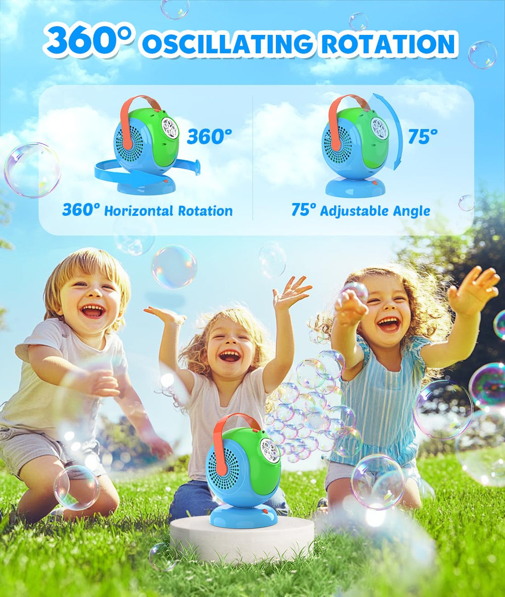 Joyfuture Bubble Machine featuring LED glow for magical evening displays.