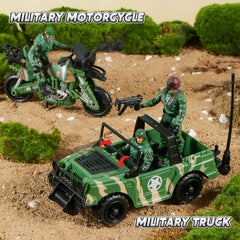 JOYIN military motorcycle figure supports dynamic vehicle interactions