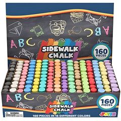 JOYIN 160-piece sidewalk chalks set close-up showing vibrant sticks for outdoor art