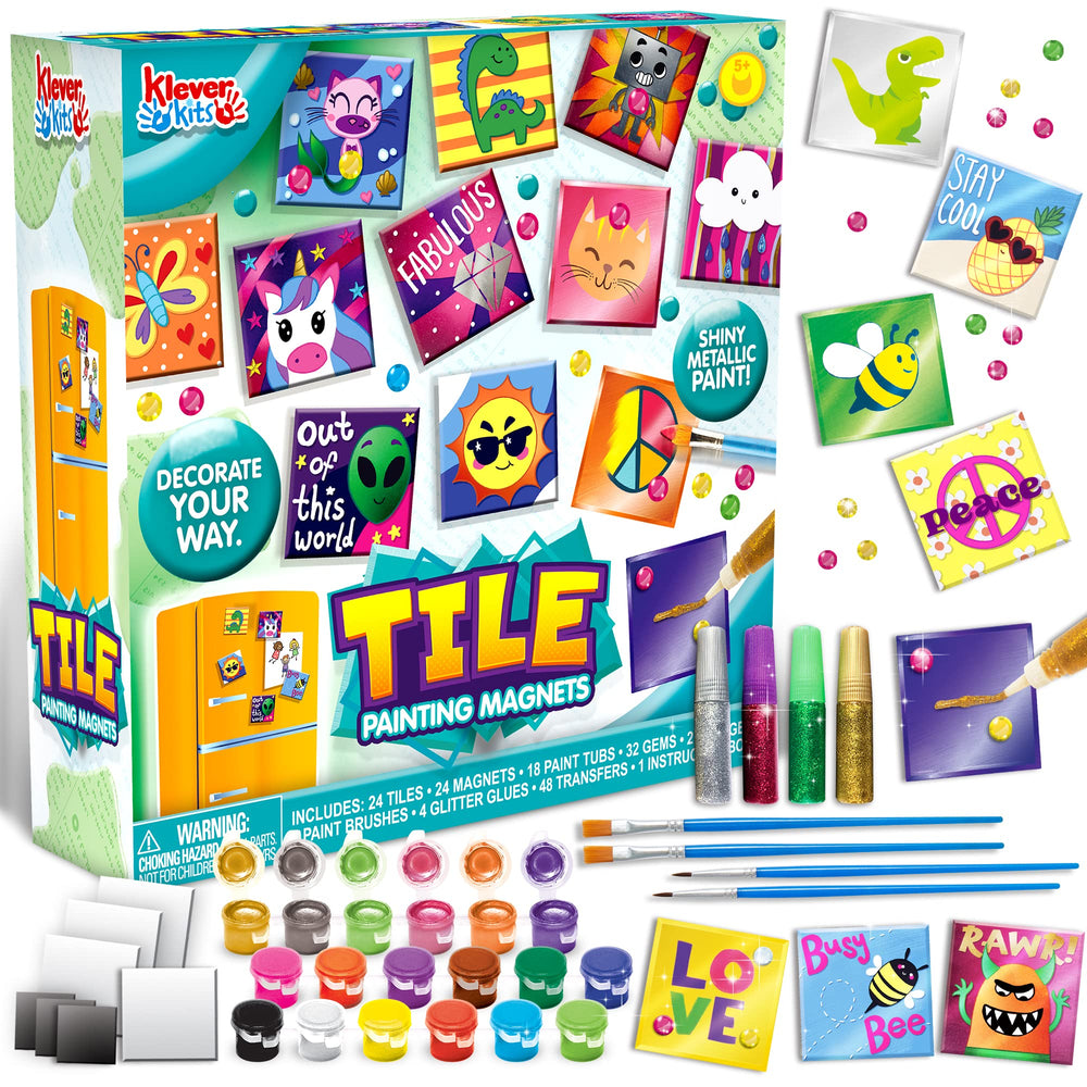 JOYIN 24-magnetic mini tiles kit for kids enables creative tile designs and magnetic play.