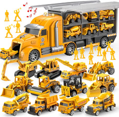 JOYIN 25-in-1 construction truck set with multiple trucks and workers for creative play.