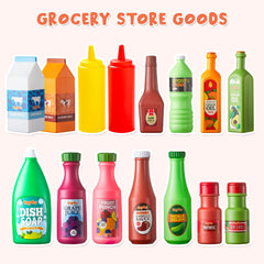 JOYIN 30Pcs play food cans with juice supports color recognition and sorting
