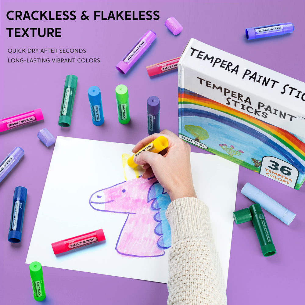 JOYIN 36-color tempera sticks show color inside each stick for easy picking.