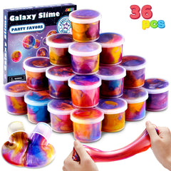 JOYIN Galaxy Slime Cups in color groups for a vibrant party centerpiece.