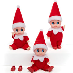 JOYIN 3pcs red elf dolls set for festive Christmas decor.