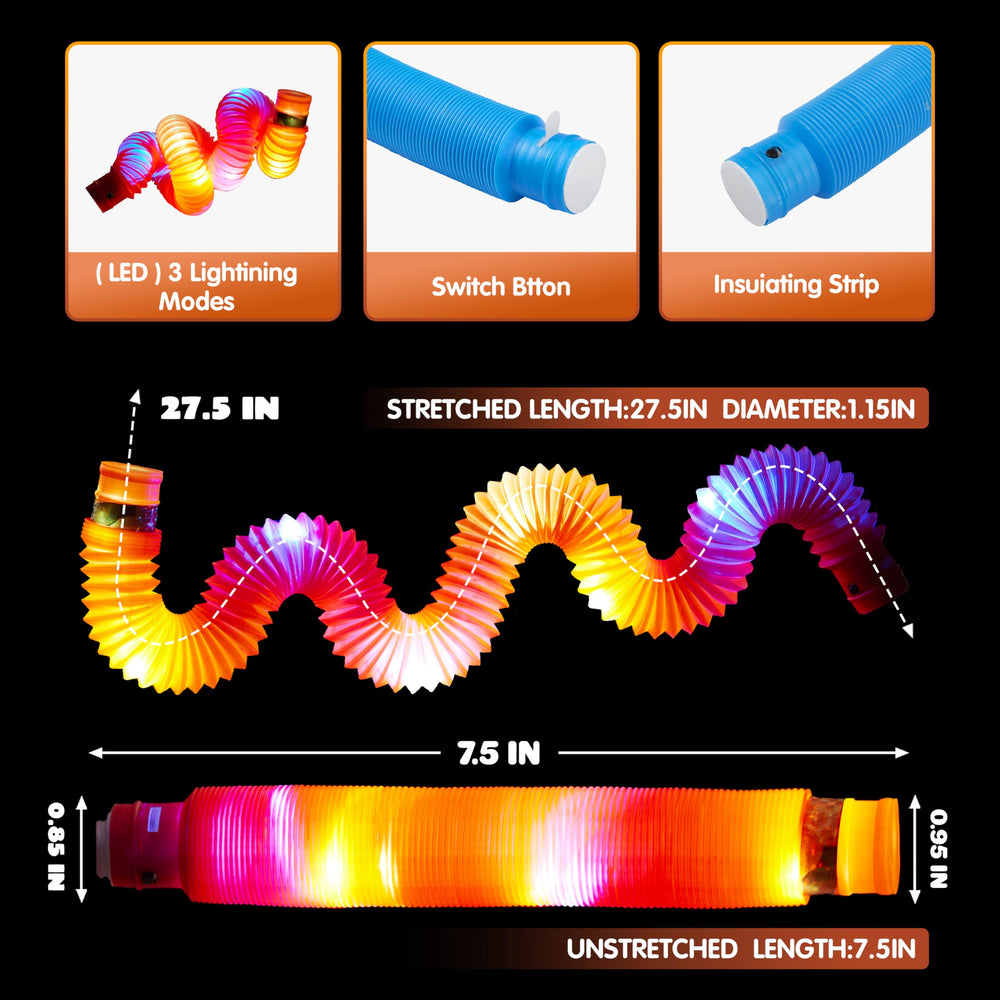 JOYIN adjustable glow tubes stretch from 7.5 to 27.5 inches for versatile decor.