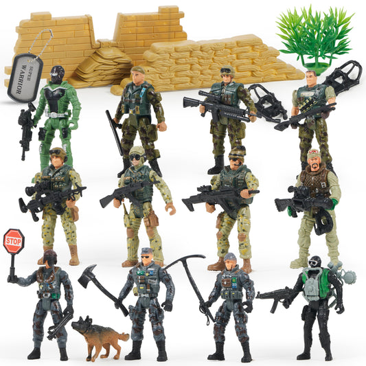 JOYIN army men playset featuring 12 figures in three color themes for varied storytelling
