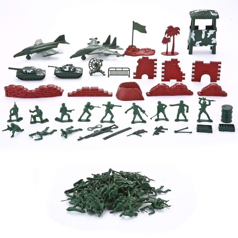JOYIN battlefield equipment set with fences and sandbags inspires strategic play.