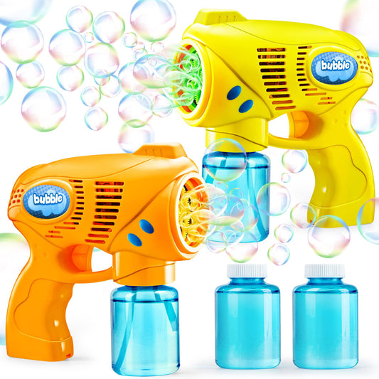 JOYIN dual bubble guns in yellow and orange, front view for outdoor play