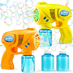 JOYIN dual bubble guns in yellow and orange, front view for outdoor play