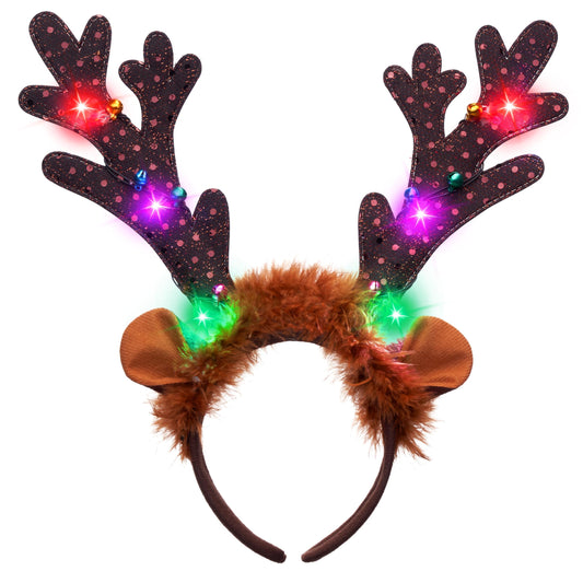 JOYIN light-up reindeer headbands with LED antlers for festive photos