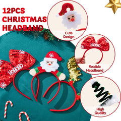JOYIN Santa red bow headband shines in festive family portraits